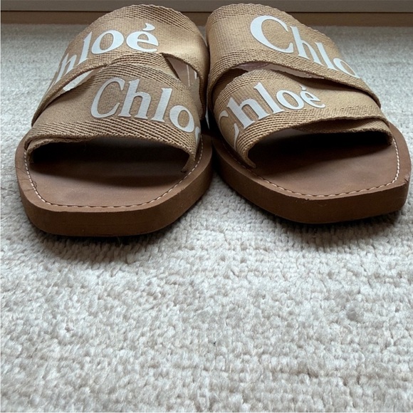 Chloe Woody Mule Tan Slides - Picture 5 of 5